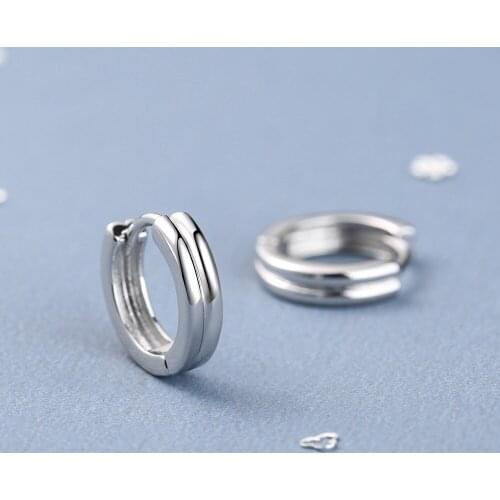 Thick Double-layer Simple Hollow Huggie 925 Sterling Silver Hoop Earrings For Women Fashion Trendy Jewelry Gift