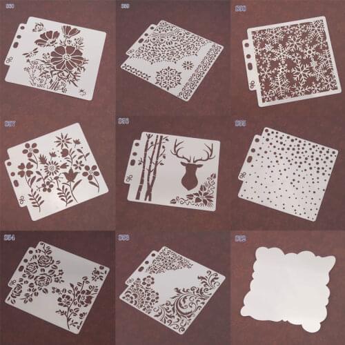 12 Styles Wall Painting Scrapbooking Stamping Embossing Album Decor Hollow Layering Stencils Template Pre Drawing Ruler