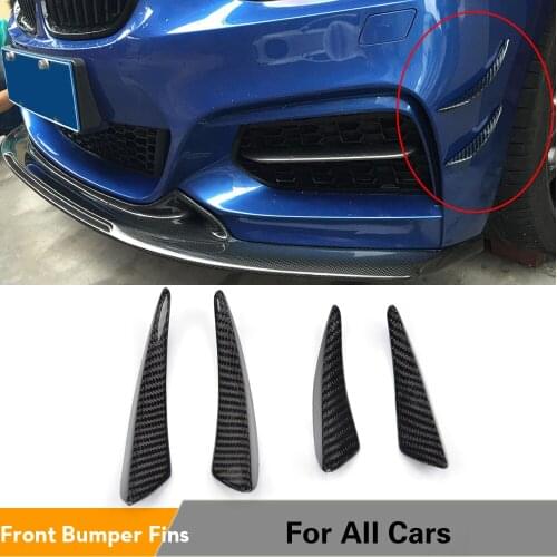 Carbon Fiber Front Bumper Trims Spoiler Flip Fins Stickers for BMW 2 Series F22 M2 2014-2016 4PCs/Set Universal Car Accessories
