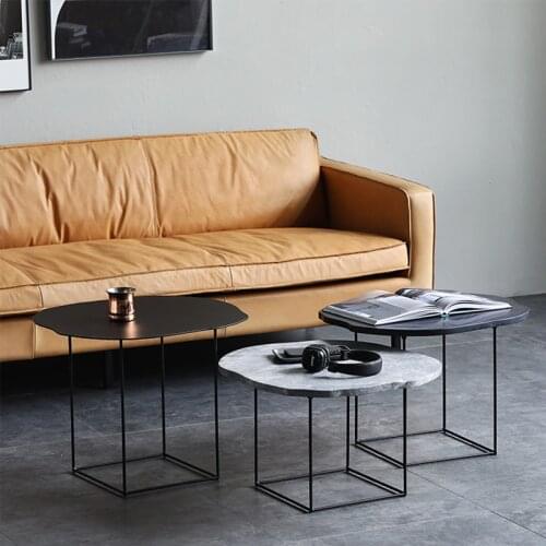 Corner Table Home Decoration Accessories Modern Minimalist Light Luxury Designer Irregular Marble Wrought Iron Coffee Table