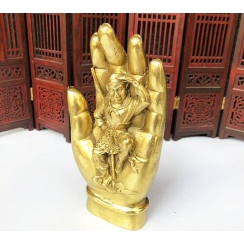 Family Feng Shui Ornaments Imitation Copper Lucky Town House Home Crafts Decorations Gold Color Brass Buddhas-hand Ornaments