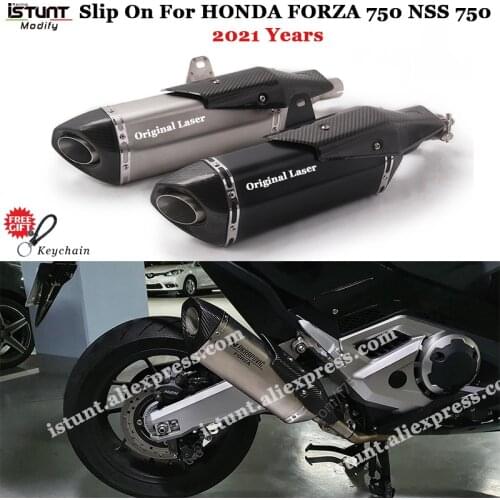 Motorcycle Exhaust For HONDA Forza 750 Nss750 Escape Modified Middle Link Pipe Carbon Fiber Muffler Carbon Fiber heat shield