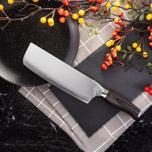 High Quality Chef Knife Kitchen Knife Japanese Butcher Meat Cleaver Vegetable 7 inch Stainless Steel Nakiri Cooking Cutter