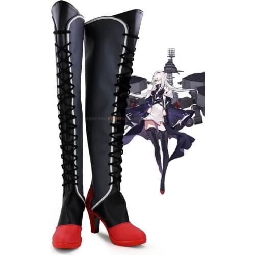 SR Colorado Cosplay Boots Azur Lane Colorado Cosplay Black Shoes Custom Made Any Size