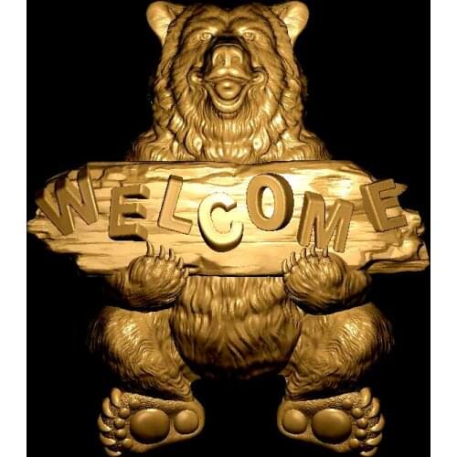 Welcome_Bear 3d model STL relief for cnc 3d Relief Model STL Router 3 axi Engraver ArtCam Aspire animal Cut3D Vcarve