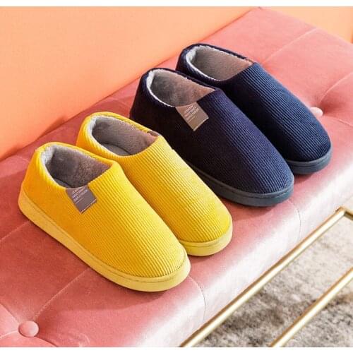 Japanese home Baotou lovers indoor floor home mens anti slip cotton slippers womens warm keeping and wear resistance in winter