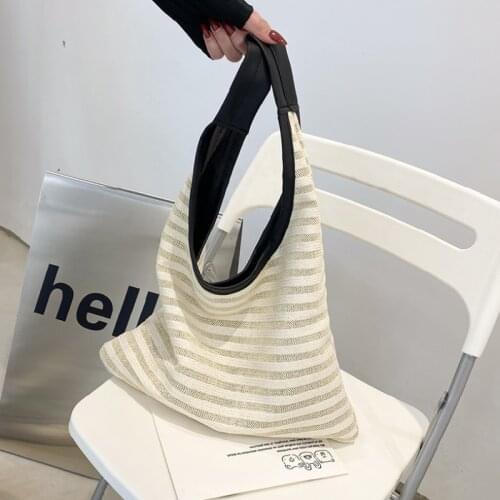 Female Shoulder Bags New Design Solid Color Woven Handbag Casual Simple High Capacity Shopping Tote Bags For Women Сумка Женская