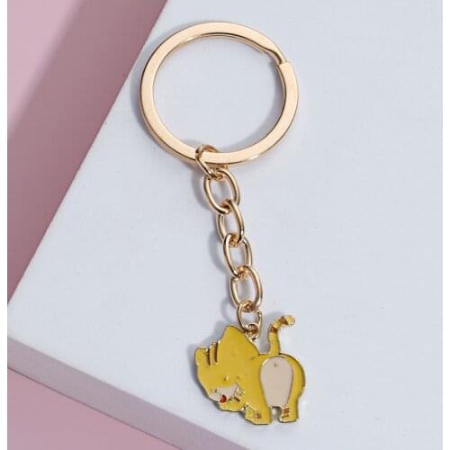 Lovely Cat Keychain Animals Ass Key Ring Enamel Key Chains For Women Girl Gifts Handbag Accessorie Car Hanging Jewelry Handmade