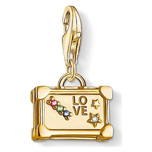 Gold Charm Vintage Suitcase Fine Gift Jewelry For Women Men Genuine 925 Sterling Silver Fit Bracelets & Necklace 2021 Summer New