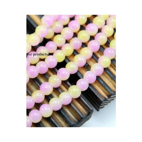 130pcs yellow pink color Glass Round Beads 6MM DIY Beads For Jewelry bracelet necklace Making Wholesale fg5d