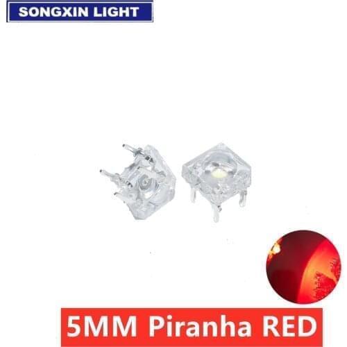 20pcs High Quality LED 5MM Piranha Red Round Super Flux Leds 4 pin Dome Wide Angle Super Bright Light Lamp For Car Light