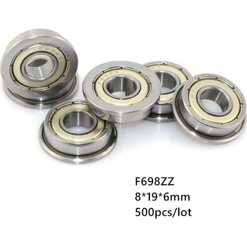 500pcs/lot F698ZZ F698Z F698 Z ZZ F698-ZZ 8x19x6mm Flange Deep Groove Ball Bearing Miniature mini 8*19*6mm