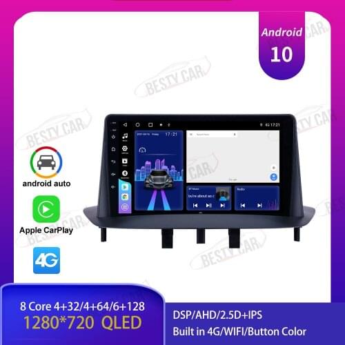 9'' Android 10.0 Car multimedia Player Stereo Radio for Renault Megane 3 2009-2014 GPS Navigation Bluetooth DSP IPS USB Carplay