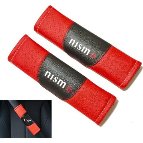 2pcs JDM Nismo Leather Look Seat Belt Covers Harness Pad Shoulder Pads Cushion