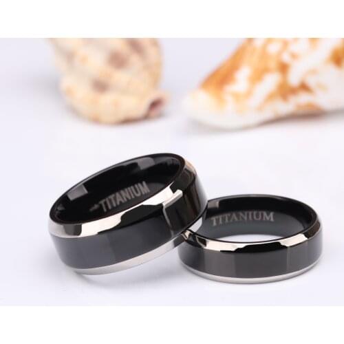 Eamti Men Ring Black Luxury Wedding Band Pure Titanium Polished for Women Lover Rings Couple Engagement Jewelry Size 4-Size 14