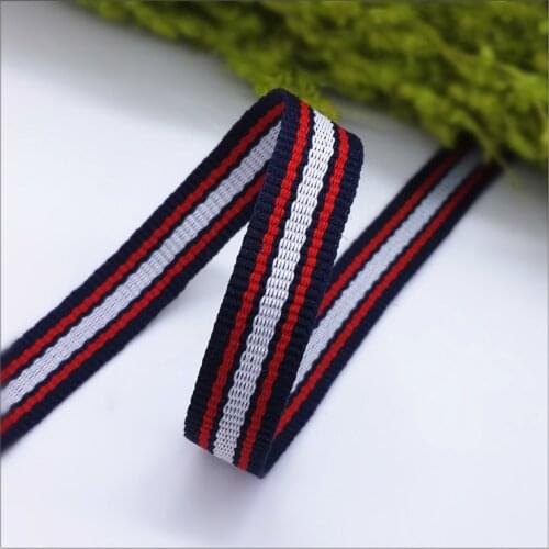 Hot sale 3/8'' 10mm Blue Red White Stripe Belt (1meter/lot) DIY Handmade Clothing Sewing accessories Backpack Decoration Materia