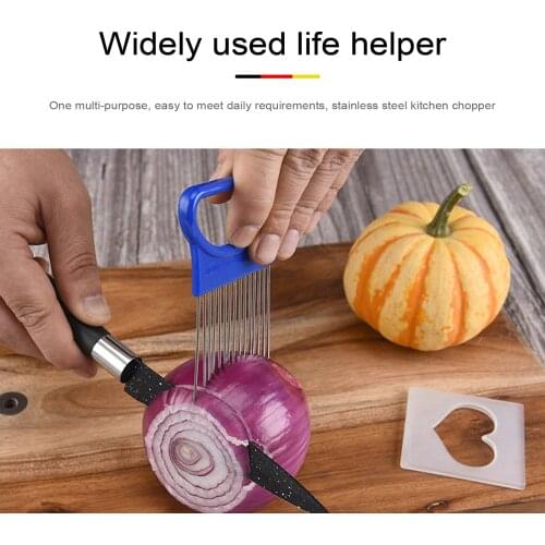 Onion Needle, Stainless Steel with Rounded Hand Grip Slice Kitchen Food Accessory