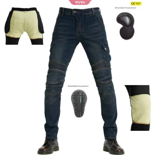 Mens New Motorcycle Pants Outdoor Riding Denim Double-layer Protective Drop-resistant Pants With Protective Gear