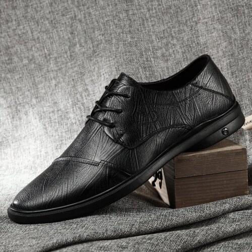 Spring Autumn Genuine Leather Mens Casual Shoes British Style New Trendy Luxury Mens Shoes Non-slip Luxury Oxfords Hard-Wearing
