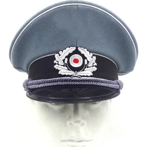 WWII German Army WH M36 Elite Infantry Officer Wool Hat Visor Cap Silver Cord Field Cosplay Souvenir