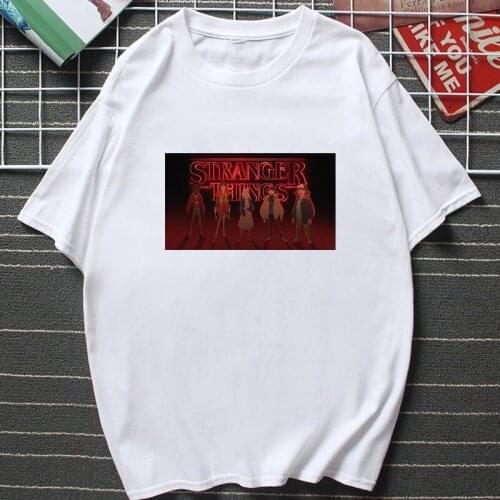 Stranger Things Movie Tshirt Funny Upside Down Vintage Graphic Tops Women Men Hot Sale Camisetas Black White Oversized Tee