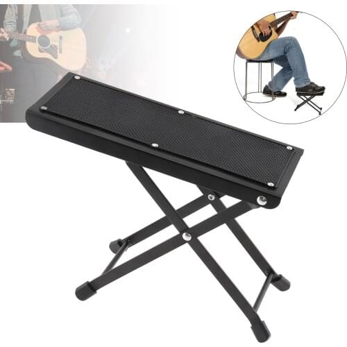 Metal Folding Guitar Footstool Rest Anti-Slip Stand Height Adjustable Foot Rest Stand Footboard Adjustable 4 levels height