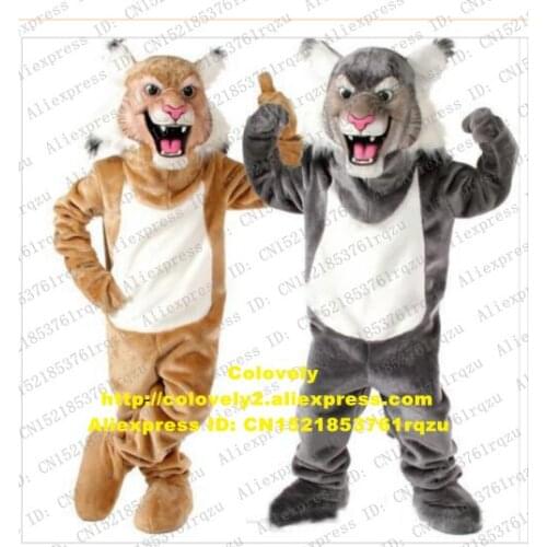 Grey Tan Wildcat Bobcat Leopard Cat Lynx Catamount Lince Mascot Costume Adult Cartoon Cosplay Costume Business Street zz7852