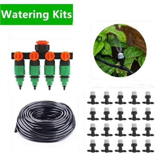 30/40/50m 4way Splitter Garden Diy Micro Drip Irrigation System Plant Self Automatic Watering Garden Hose Kits Watering Kits