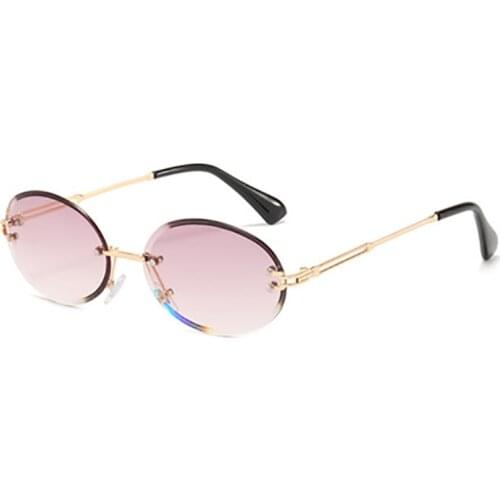 Womens rimless sunglasses European and American fashion slicing metal sunglasses UV protection glasses