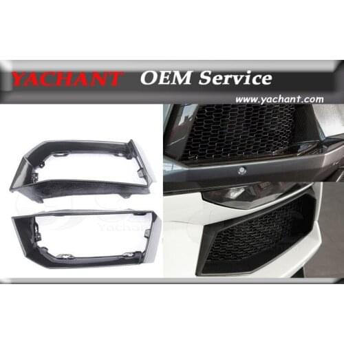 Car-Styling Dry Carbon Fiber Air Duct Trim 2 Pcs Fit For 2011-2014 Aventador LP700 OEM Style Rear Bumper Air Intake Surround