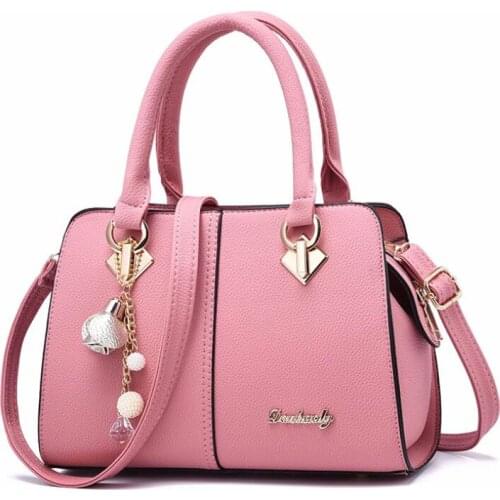 Hot new shoulder bag fashion pu handbag elegant lady Messenger bag luxury brand design handbag metal bell decoration Boston bag