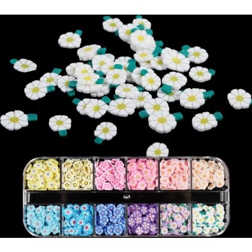 Ultrathin Daisy Flower Polymer Clay Slices Nail Art Decorations Cherry Blossoms Flakes Sequins For Manicure Nails Accessories