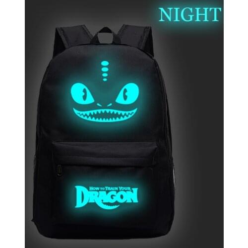 How to Train Your Dragon Luminous Backpack Hot Sale Men Women Boys Girls School Backpack Fashion Daily Backpack Glow in the Dark