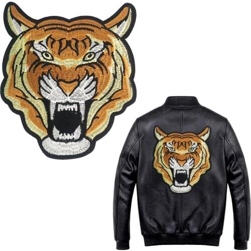 Tiger Head Iron On Patch Embroidered Applique Sewing Label punk biker Patches Clothing Stickers Apparel Accessories Badges