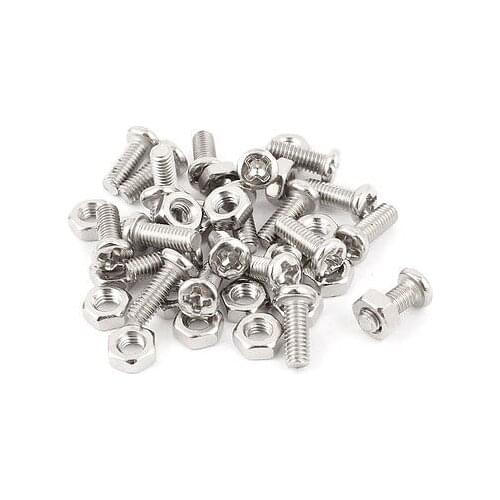 Ship Car Model Toy Parts M3 x 8mm Crosshead Screws Hex Nuts 20 Sets