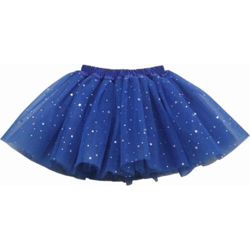 2-8Ys Kids Girl Star Glitter Dance Tutu Skirt Children Sapphire Blue Princess Party Dance Ballet Tutus Skirts Pettiskirts