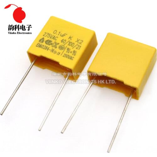 10pcs X2 Safety capacitor 10mm 275VAC 275V 0.01UF 0.022UF 0.033UF 0.047UF 0.1UF 0.15UF 0.22UF 0.33UF 0.47UF Polypropylene film