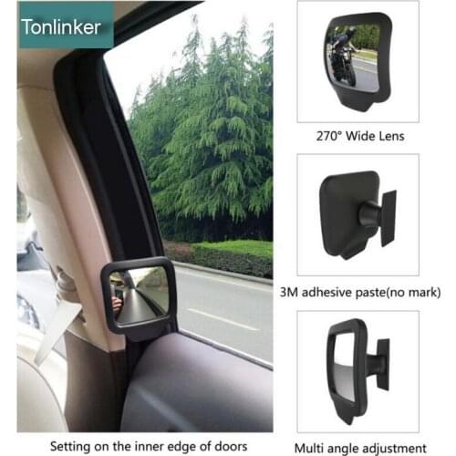 Tonlinker 2 PCS Adjustable Rear View Mirror 270 Degree Wide-angle Lens Magnetic adjustable rear view mirror car side mirror