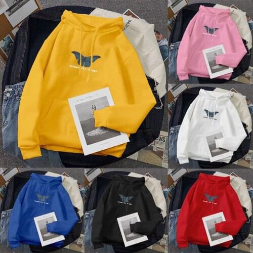 40# Oversized Hoodie Womens Casual Long Sleeve Hooded Printed Ladies Sweatshirt Tops Korean Style Women Clothes Streetwear