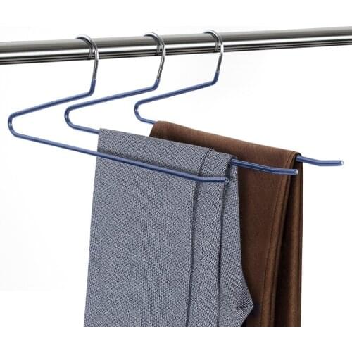 1PC Non Slip Trouser Hangers Rack S Type Multi -Layer Metal Pants Trouser Wardrobe Wet Dry Drying Hanger Save Space Organizer