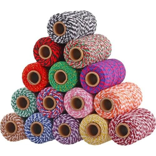 10 Rolls 100 Meters/roll 2mm Cotton Baker Twine Rope Cord Christmas Wedding Decoration Gift Packaging Rustic Country Craft