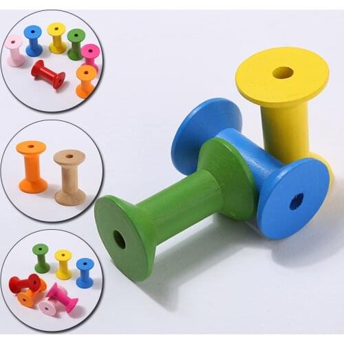 10 Pcs Wooden Spools Vintage Style Reels Organizer for Sewing Ribbons Twine Wood Crafts Tools Thread Wire Spool Accessories