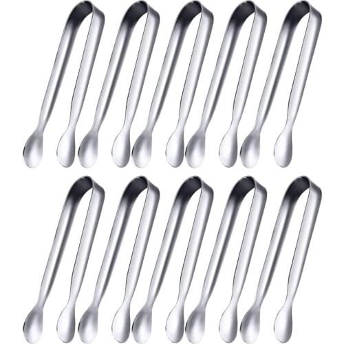 10 Pieces Sugar Tongs Ice Tongs Stainless Steel Mini Serving Tongs Appetizers Tongs Small Kitchen Tongs for Tea Party Coffee Bar