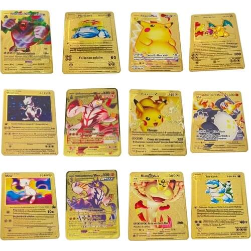 12 Pcs/Set French Version Pokemon Metal Card Pikachu Rillaboom Charizard Anime Figure Battle Carte Trading Collection Toy Gift