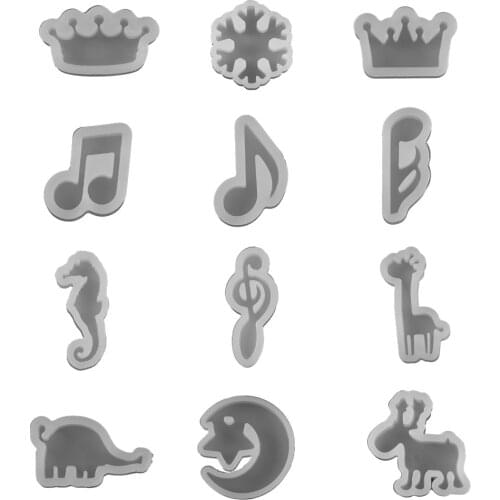 13Style Musical Note Moon Pendants Silicone Molds Crown Snowflake Animal Epoxy Resin Mold For DIY Crafts Jewelry Making Keychain