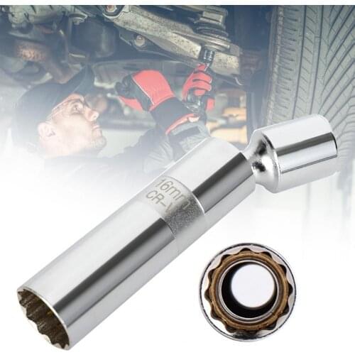 14/16mm Magnetic Spark Plug Wrench High Strength Rustless Spark Mouth Magnetic Swivel Spark Plug Socket Set Auto Mechanic