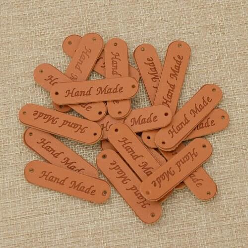 20pcs Classic Handmade Synthetic PU Leather Garment Labels For DIY Sewing On Clothes Bag Craft Tags Accessories