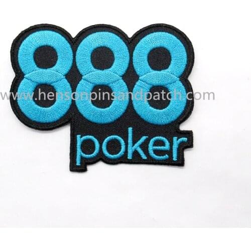 3.5inch Retail and Stock Blue 888 Poker Embroidery Cloth Patch