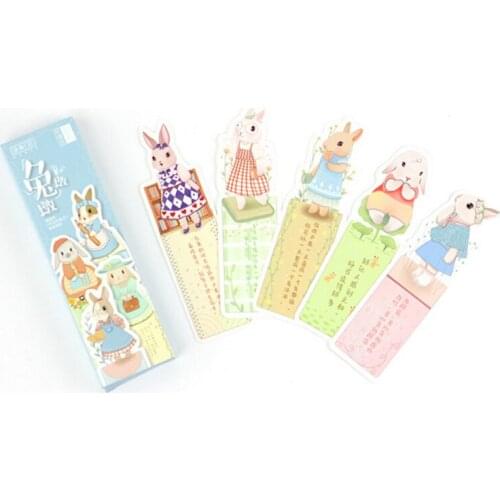 30pcs/box Creative rabbit lives paper bookmark Kawaii bookmarks book holder Message Card DIY school supplies Party Invitation