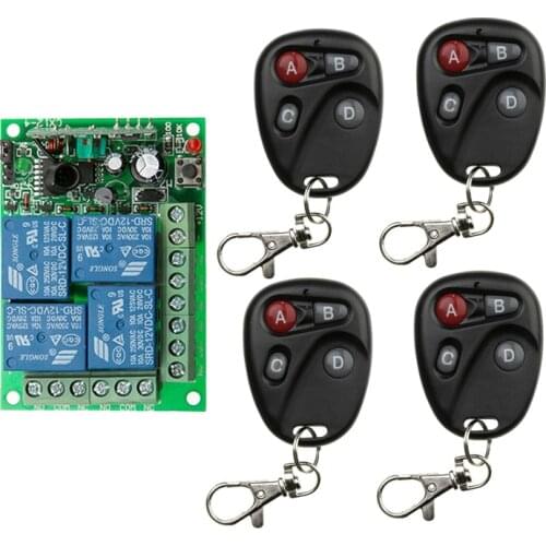 4 Channel DC 12V 4 CH 10A RF Wireless Remote Control Switch System 315 MHz 433 MHz Transmitter And Receiver